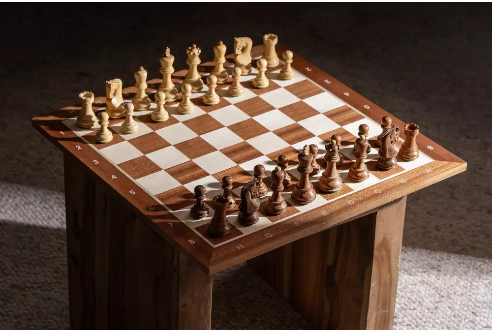 Deska szachowa nr 5 (z opisem) mahoń/klon (intarsja)